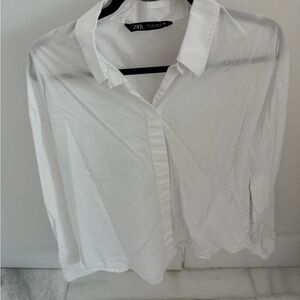 Zara Women's Classic White Button-Down Shirt